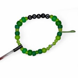 Glossy Green and Black TOXIC Rave kandi Beaded Bracelet